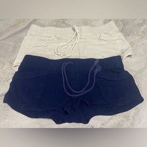 Arizona Jeans Beige & Navy Micro Shorts Size M 2 Pairs of Shorts